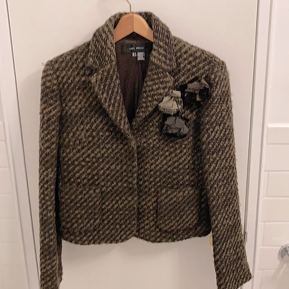 Green wool cropped blazer